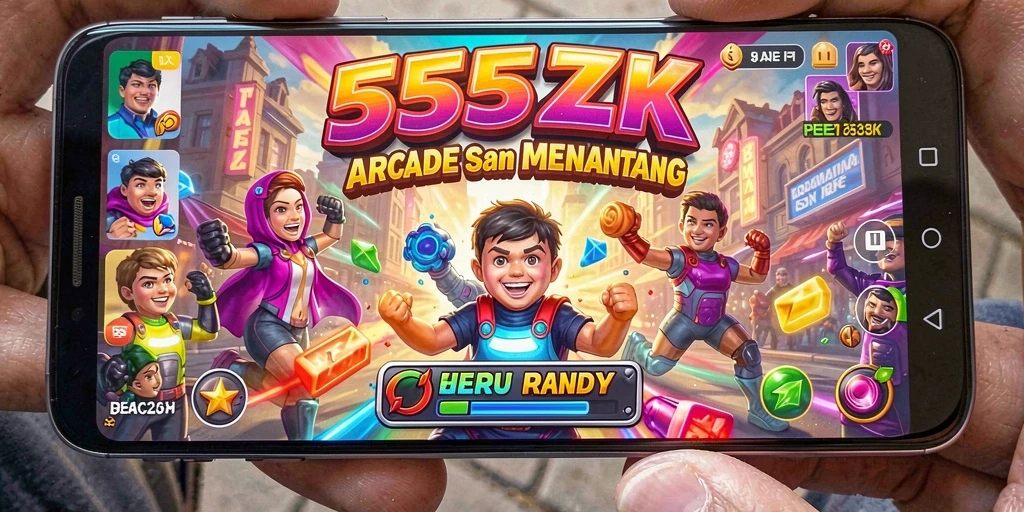 Tampilan gameplay yang dinamis dan penuh warna di 555ZK.