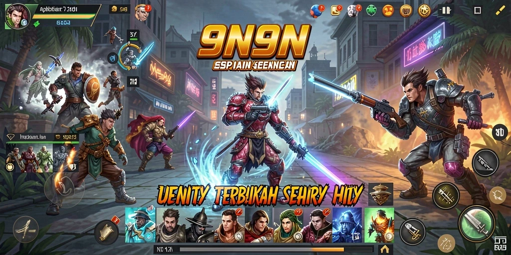 Tampilan antarmuka 9N9N yang sederhana dan fungsional.