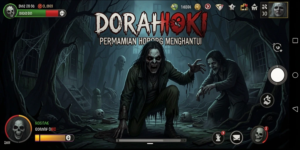 Gameplay DORAHOKI yang penuh ketegangan dan suasana horor.
