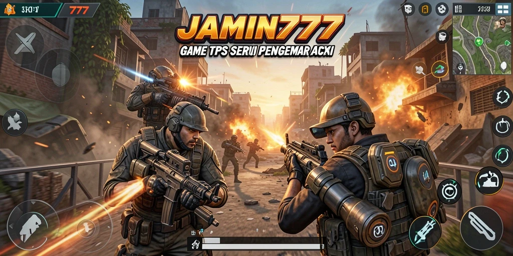 Tangkapan layar menampilkan pertempuran intens dalam game TPS.