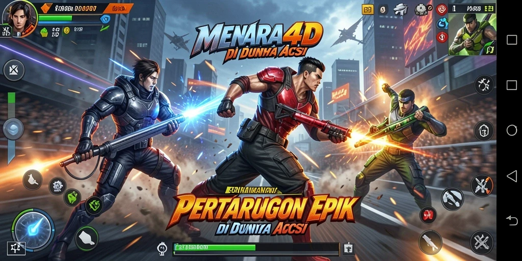 Tampilan gameplay seru dalam MENARA4D saat mengalahkan musuh.