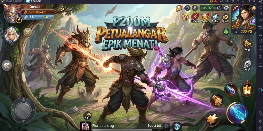 Tampilan aksi seru di P200M saat menjelajahi dunia petualangan.