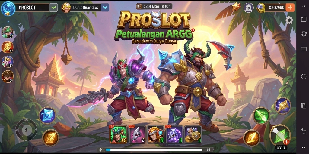 Screenshot menunjukkan pertarungan mendebarkan dalam PROSLOT.